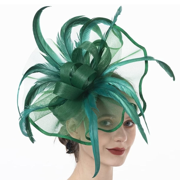 Another "Show Stopper" High Fashion Feather Lace Veil Fascinator Kentucky Derby - Picture 2 of 5